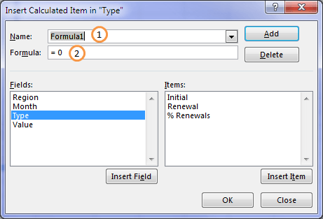 calc item 4 insert