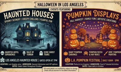 Halloween events in Los Angeles featuring haunted houses and pumpkin displays